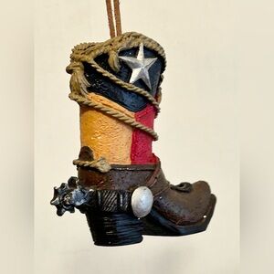 Country Western Cowboy Cowgirl Boot m Holiday Ornament Gift Rustic Home Decor